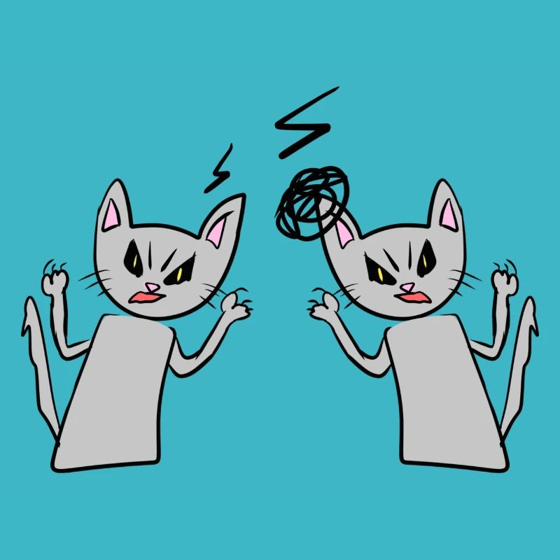 Les chats se disputent chat en colère