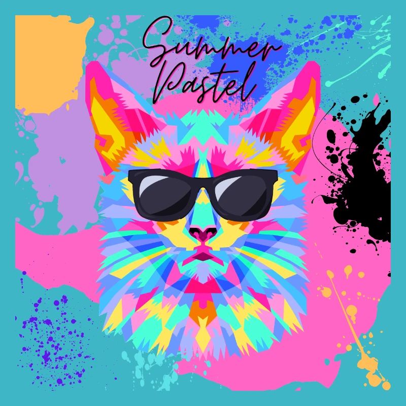 Summer Pastel chat multicouleurs