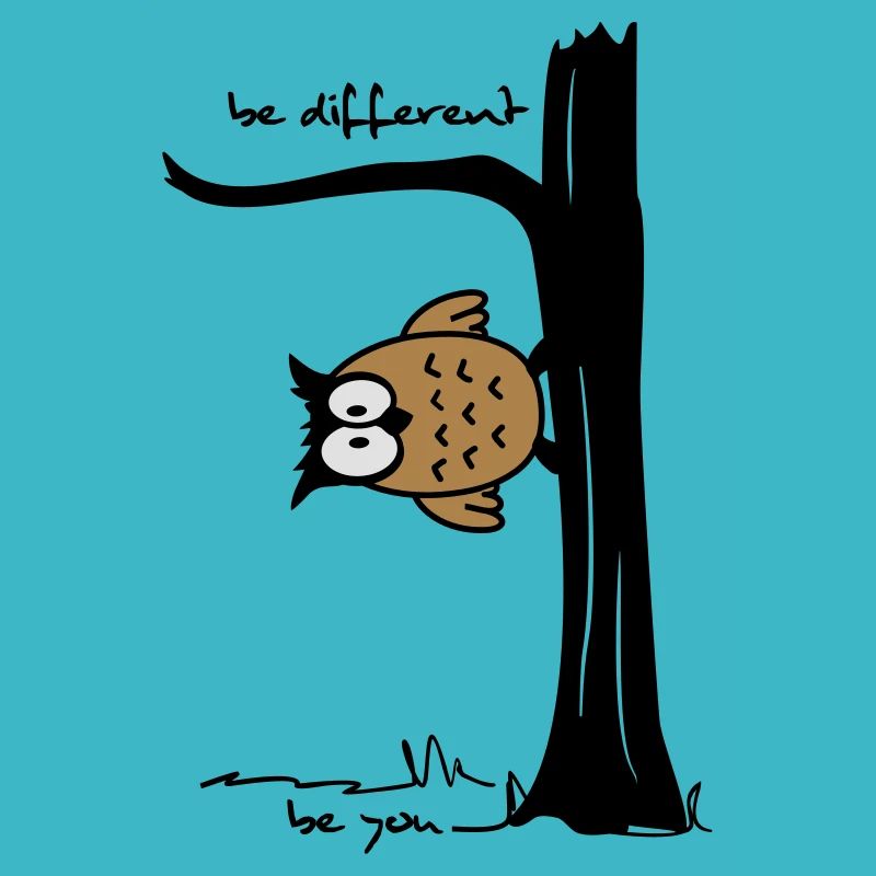 Owl on tree "be different, be you"