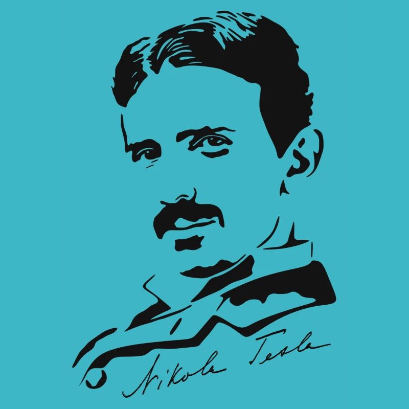 Portrait Nikola Tesla signed
