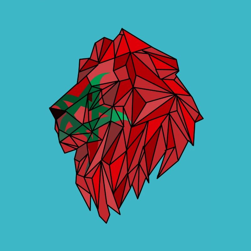 Drapeau du Maroc lion polygone