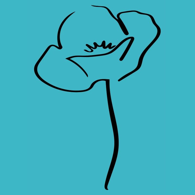 Mohnblume Line Art - Minimalistisch