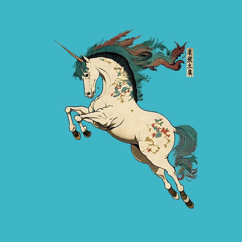 Unicorn in ukiyo-e style
