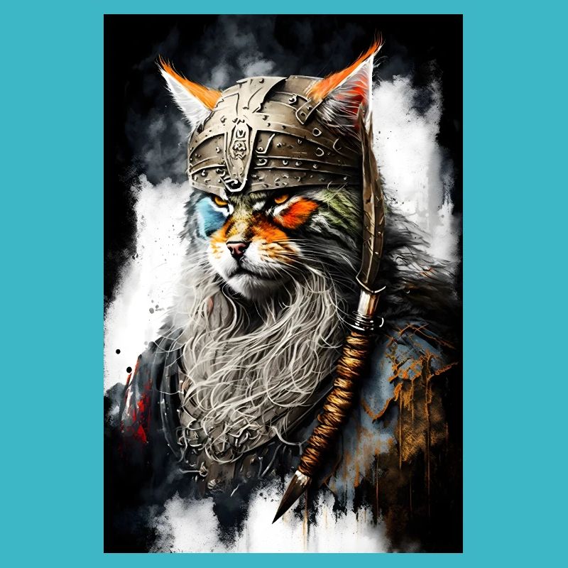 Chat viking en uniforme