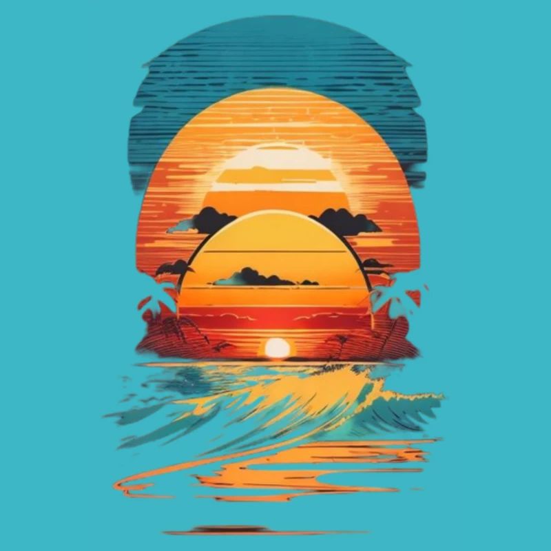 retro sunset waves
