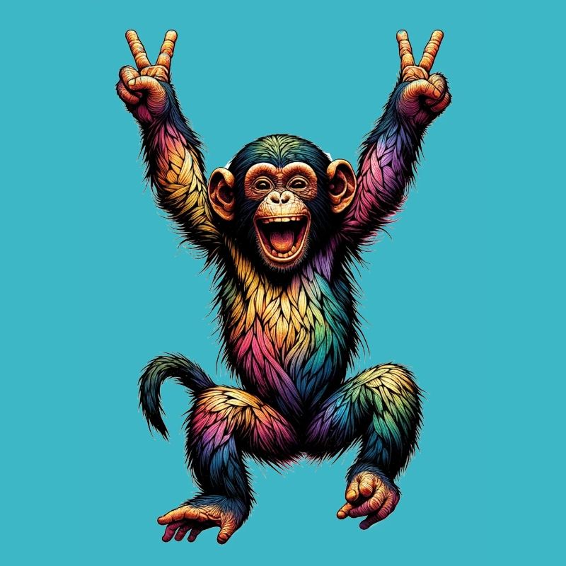 Rainbow Monkey Drapeau arc-en-ciel Rainbowcore