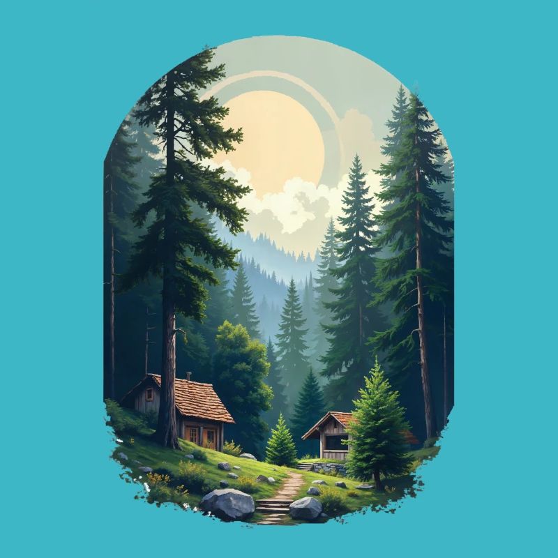 Cabane pixélisée dans les bois