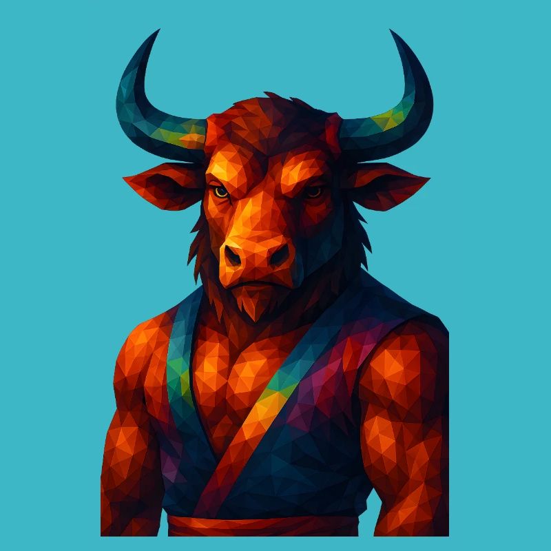 WPAP Stil Tiere - Minotaurus in Pose