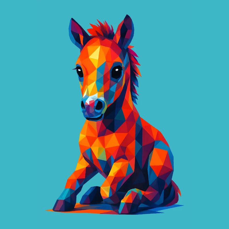 WPAP Polygon Kawaii Style Animaux Bébé Cheval Poulain
