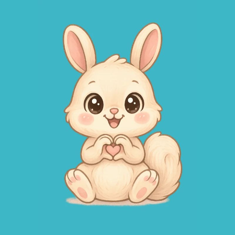 Cute bunny with heart hands