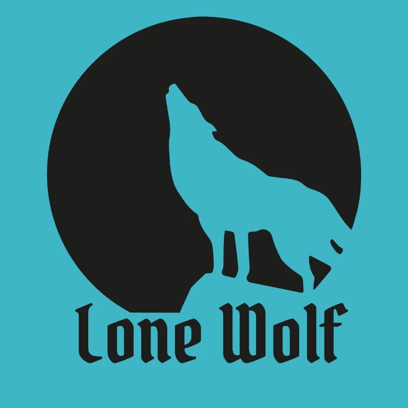 Einsamer Wolf flat design schwarz