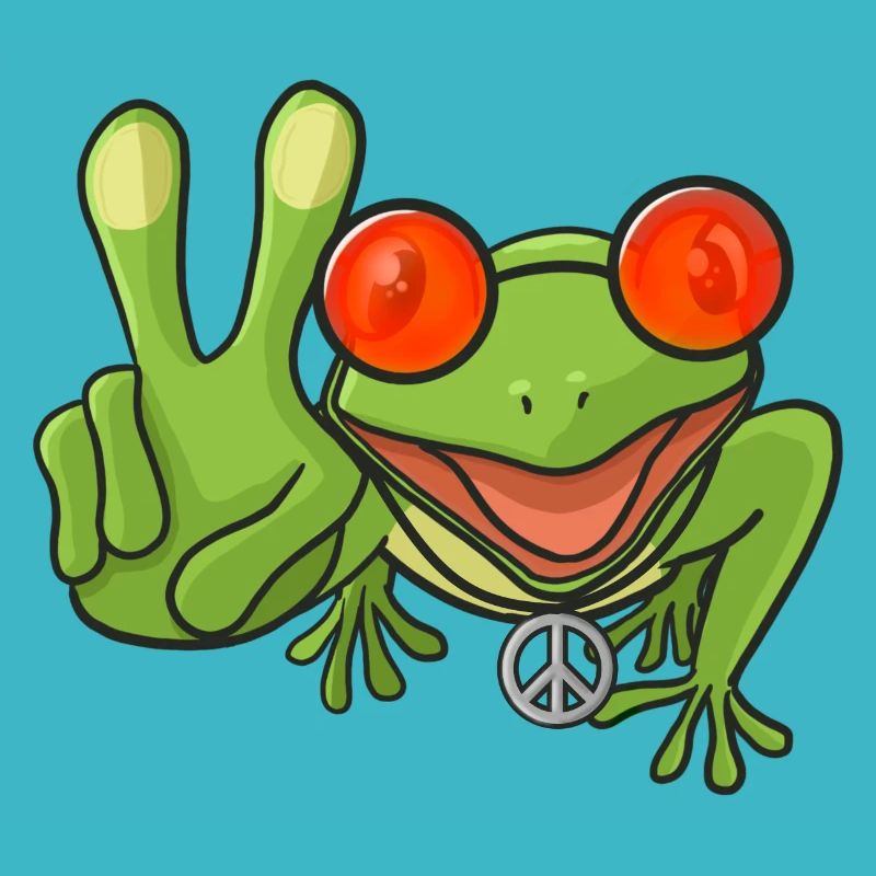 Frog Hippie Peace Sign