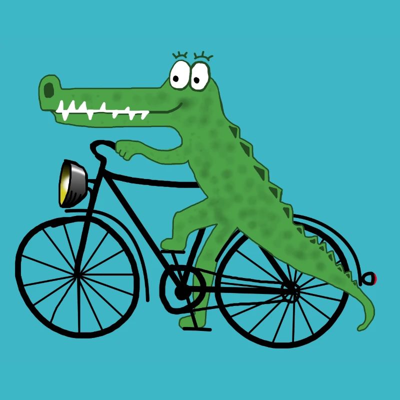 Crocodile avec un vélo