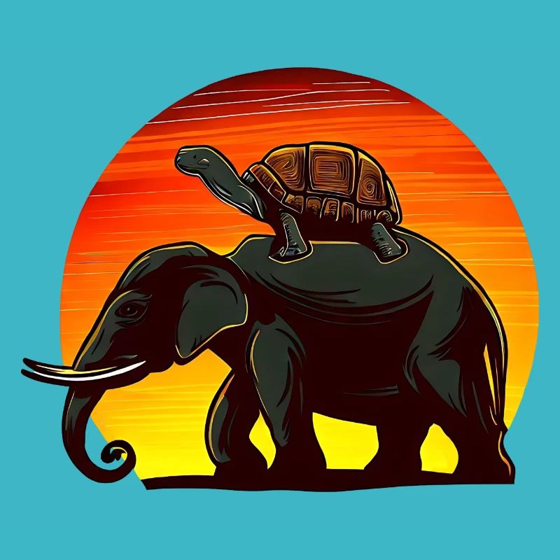 Elephant Turtle Sunset Design
