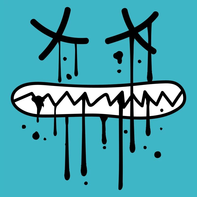 face biting teeth crunching dead death graffiti