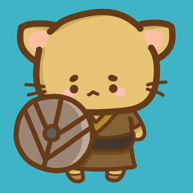 Chat Viking avec un bouclier