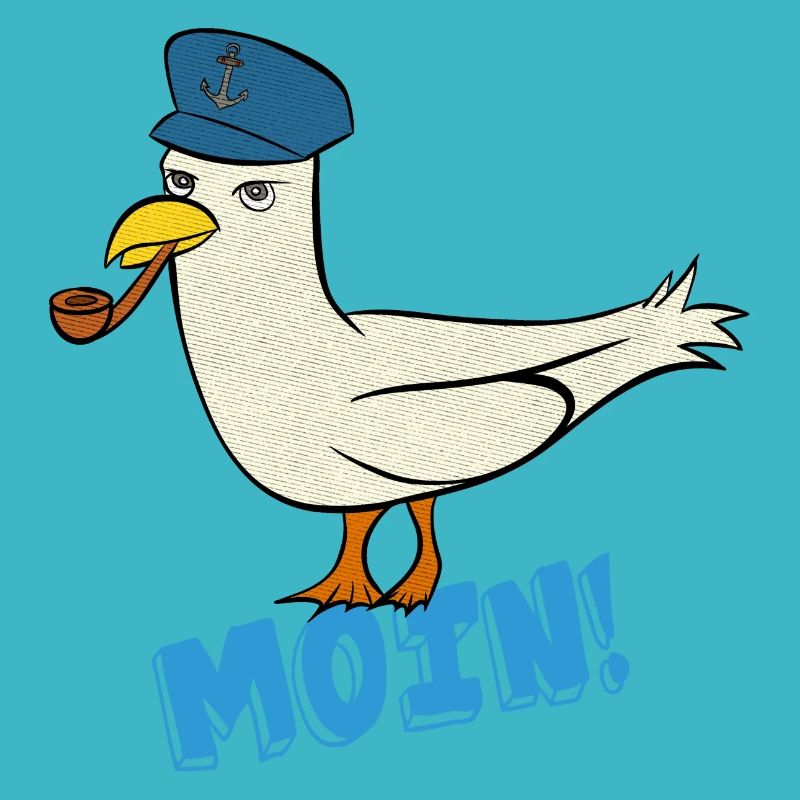 Kapitän Möwe mit Pfeife Moin