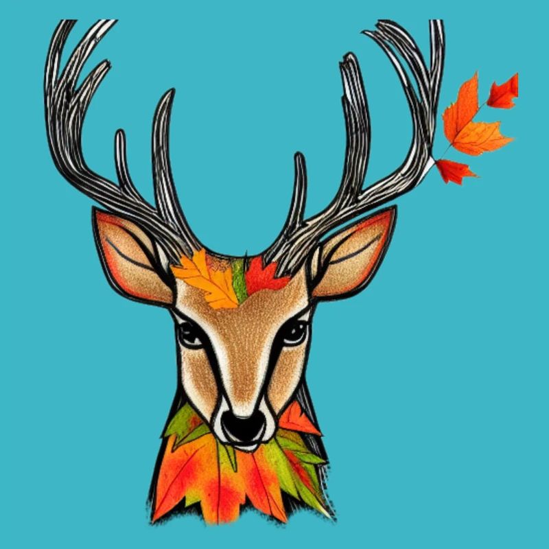 Hirschkopf im Herbst Hirsch Geweih Bock Reh Kitz 2