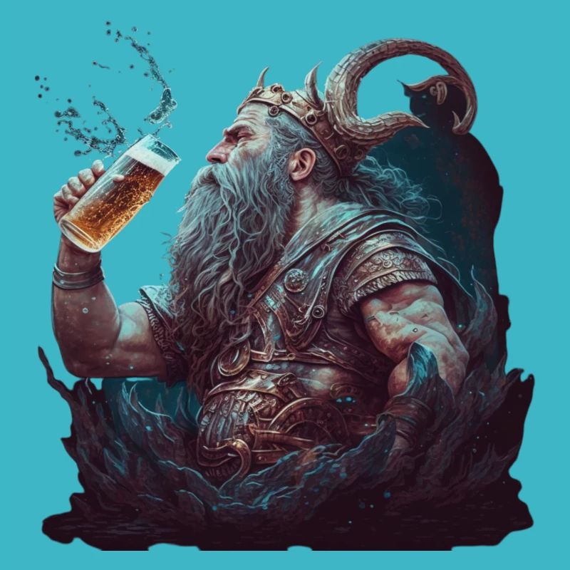 Neptune le dieu romain avec de la bière