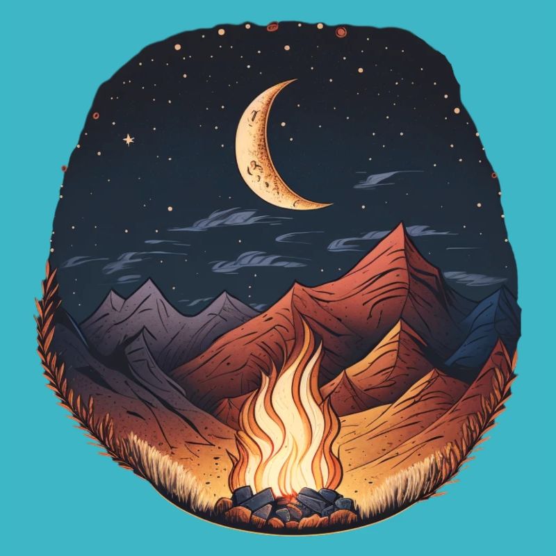 Lagerfeuer Sternenhimmel Mondschein Berg