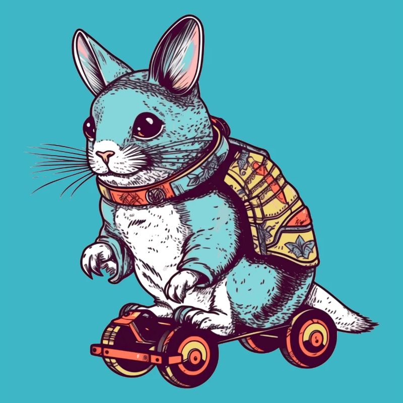 Cute chinchilla rides a skateboard