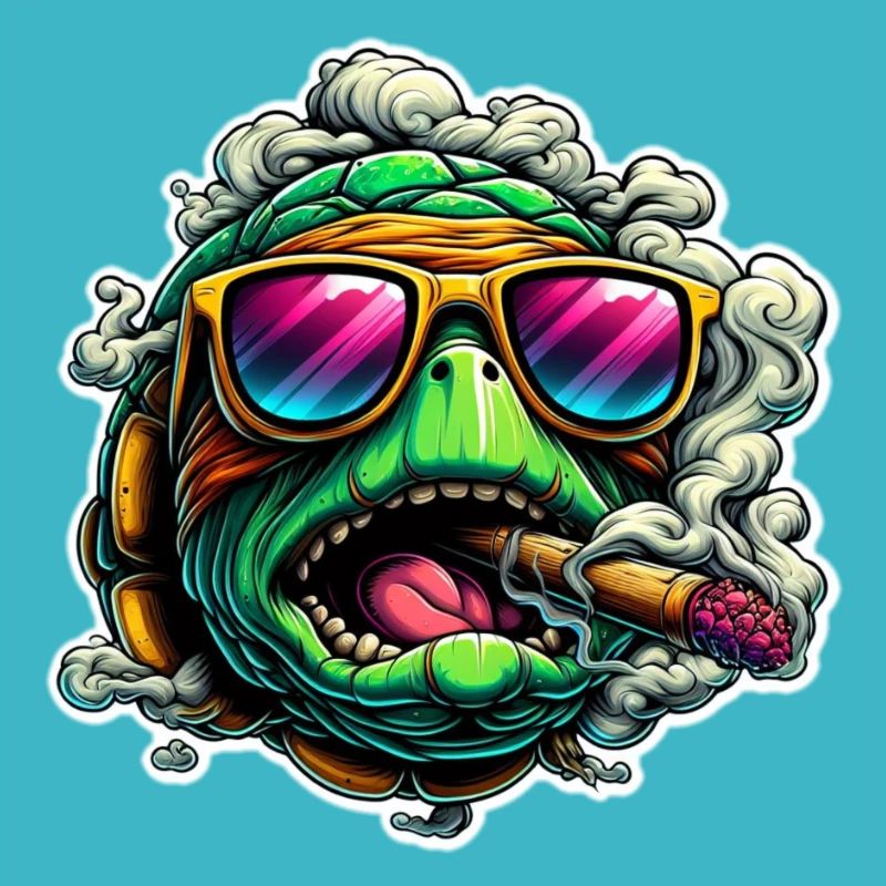 Crazy turtle smoking