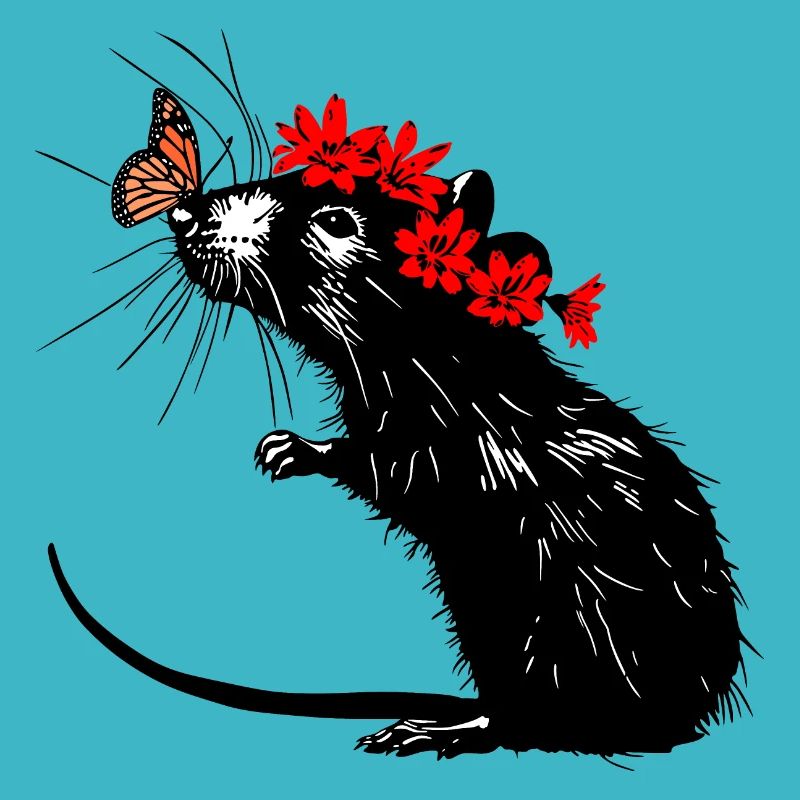 Baisers de papillon : Rat avec papillon