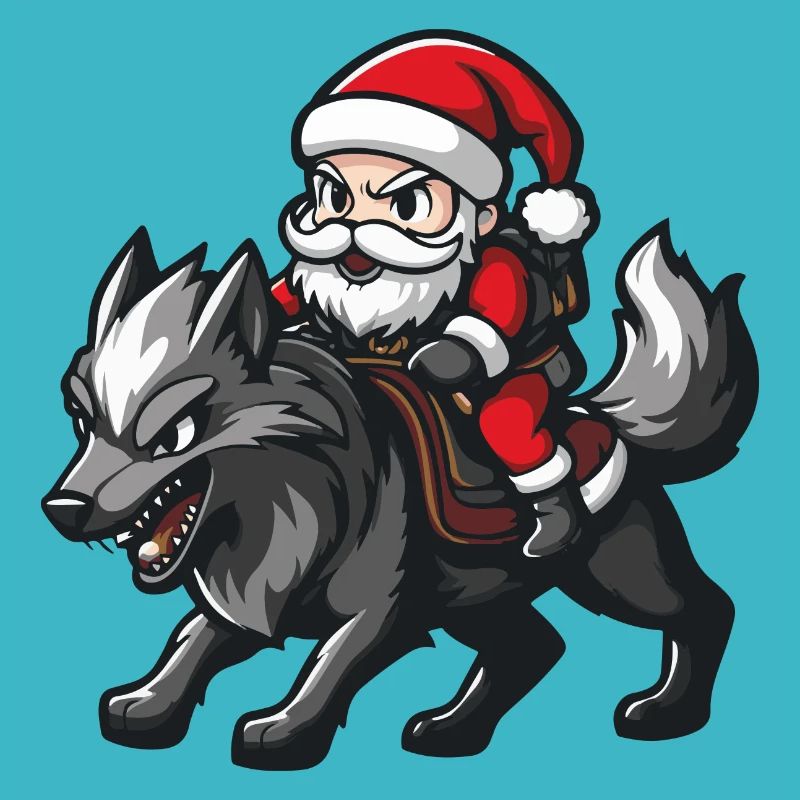 Wolf Weihnachtsmann Cartoon