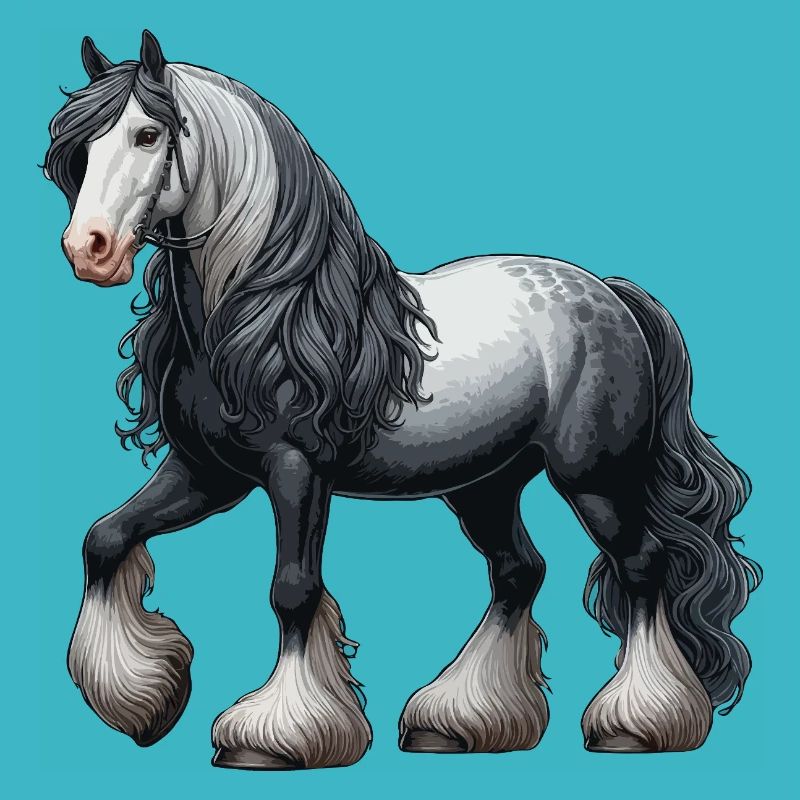 Pecheron Pferd grau weiß
