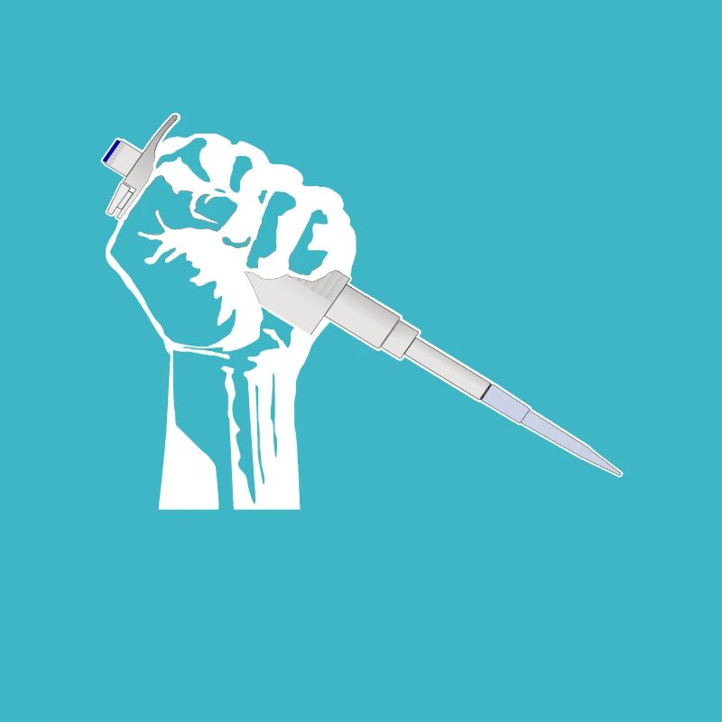Worker fist with pipette - nerd science w