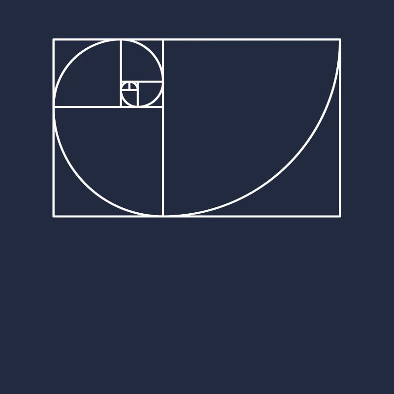 Fibonacci spiral - golden section in white