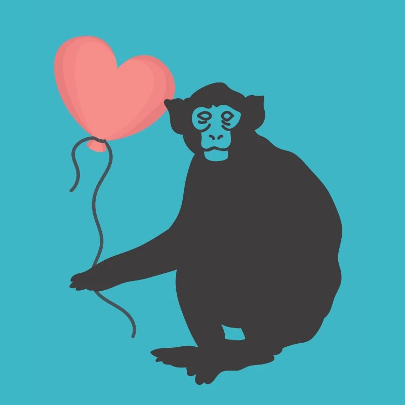 Affe mit Herz Luftballon