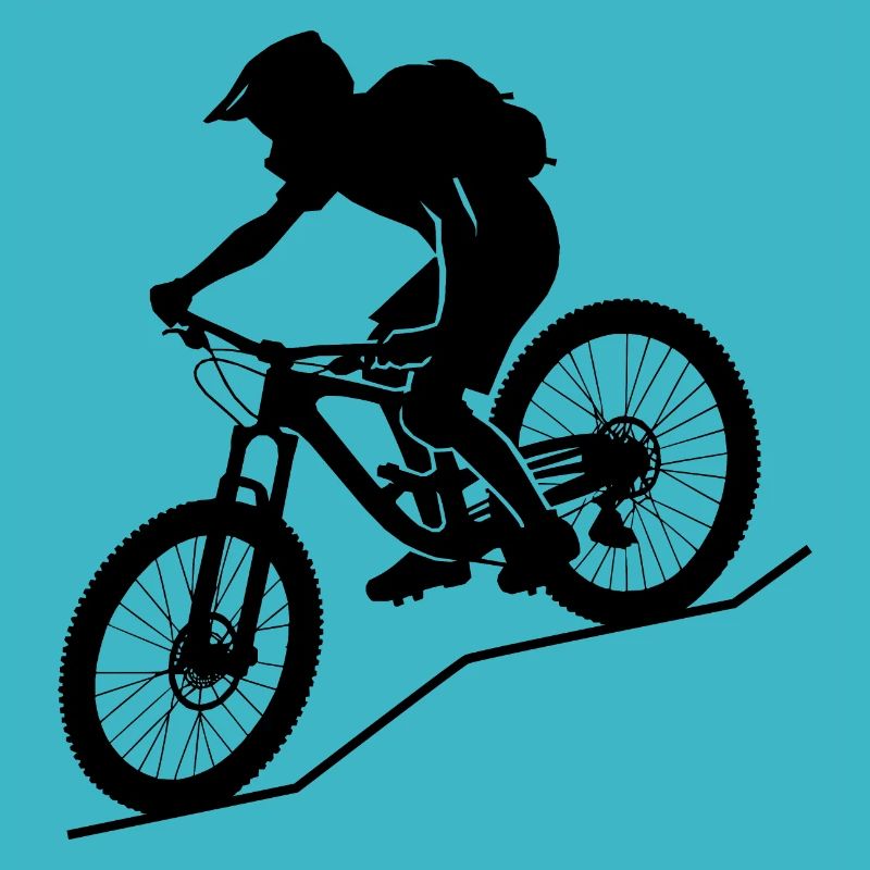 Dynamic mountain biker silhouette