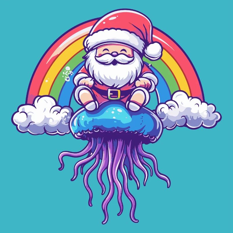 Qualle Weihnachtsmann Regenbogen