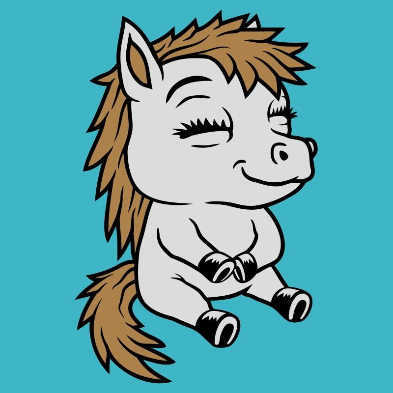 Kleines sitzendes Comic Pony