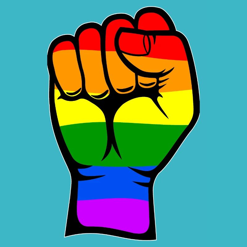 Symbole de poing de drapeau de couleur arc-en-ciel
