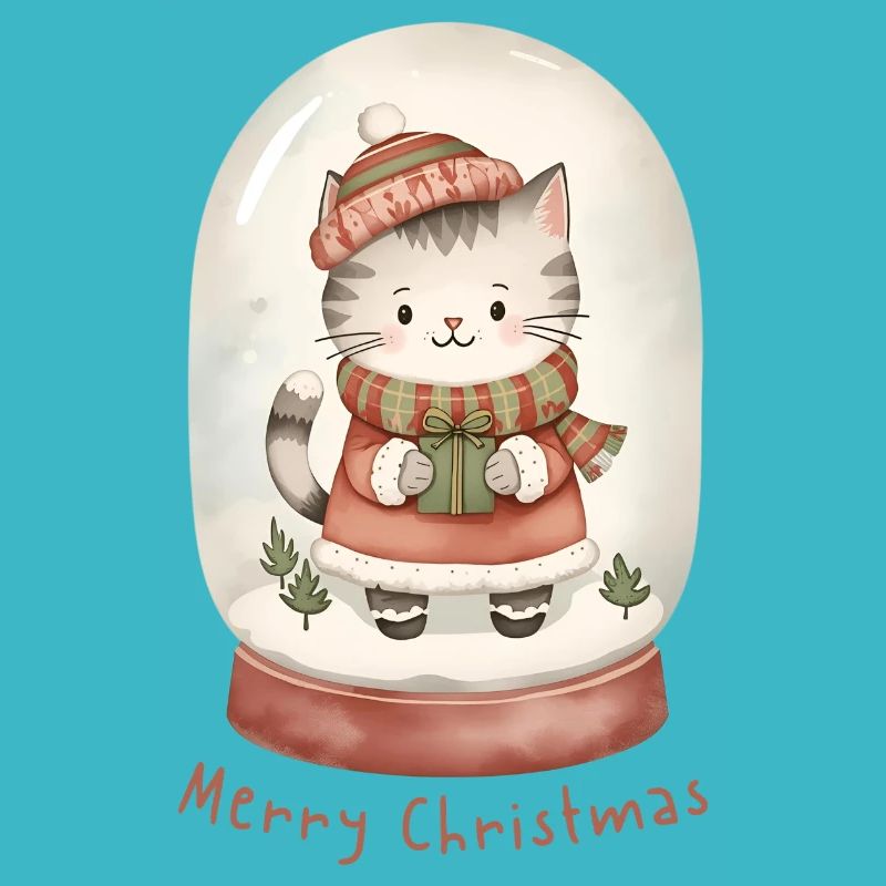 Boule à neige chat – Joyeux Noël