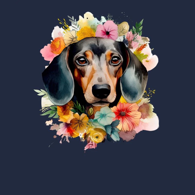Teckel Chien Teckel Aquarelle Art Fleurs