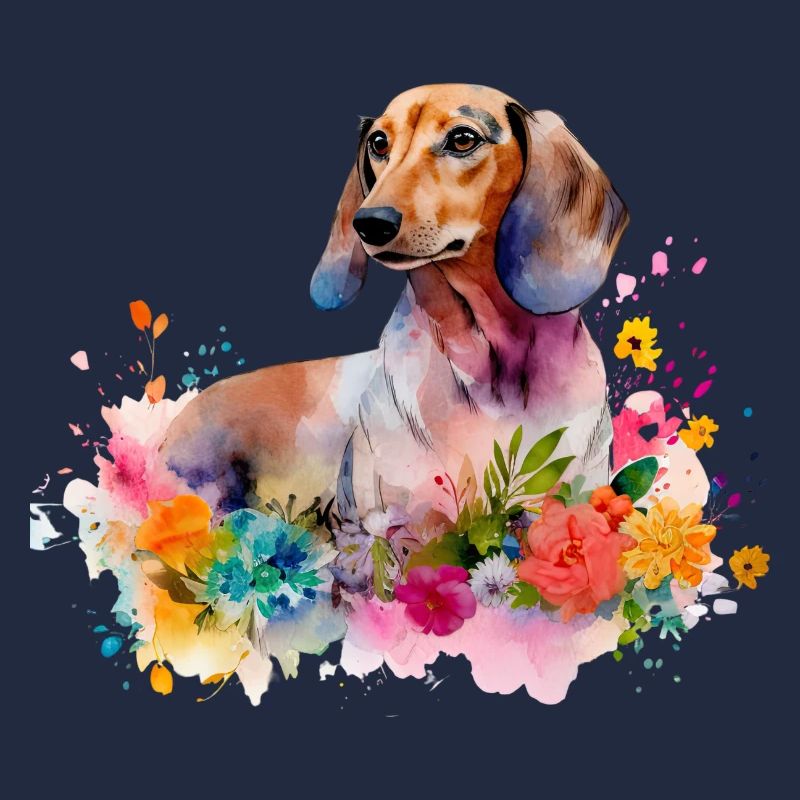 Teckel Chien Teckel Aquarelle Art Fleurs