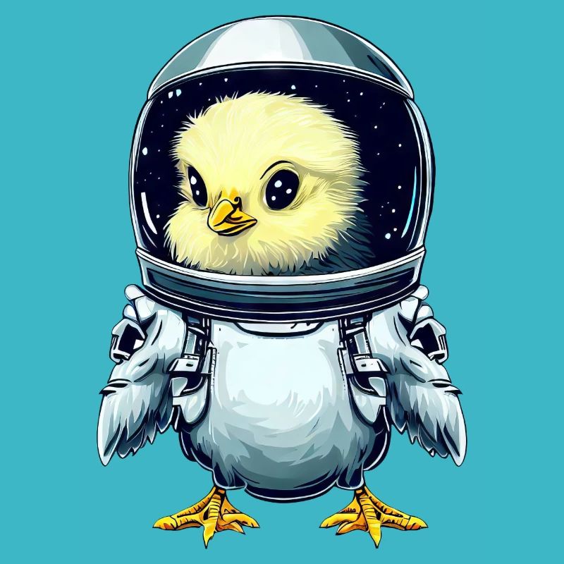 Chicken and chick astronauts, creative