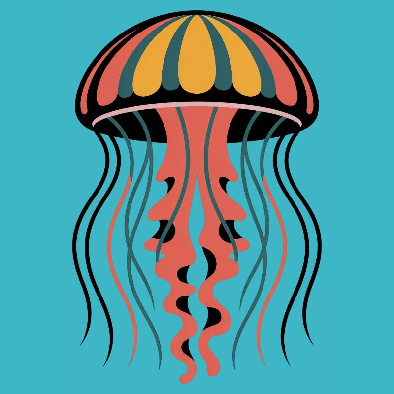 Graphique rétro coloré de méduse