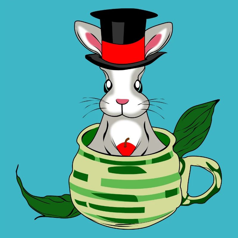 Rabbit hat cup of tea