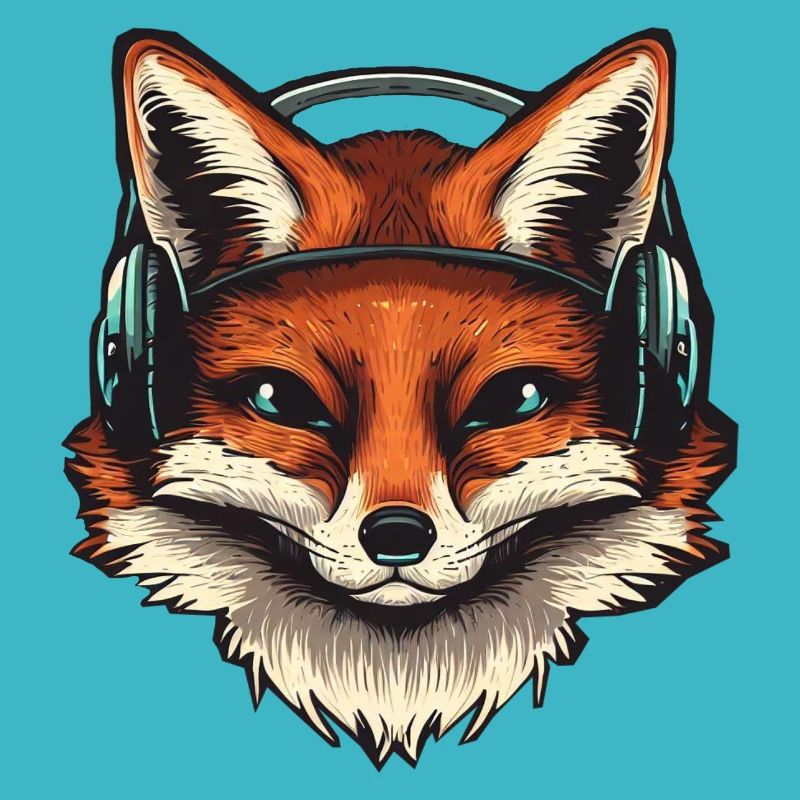 Fuchs mit Kopfhörern