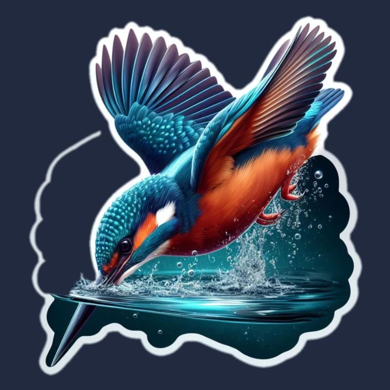 Eisvogel taucht in Wasser ein