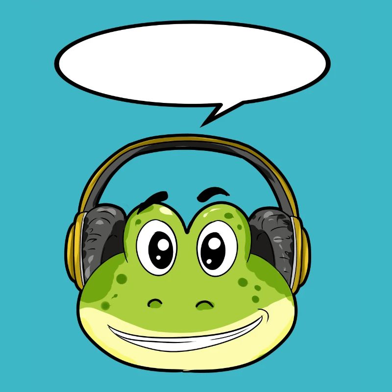 Frog with headphones