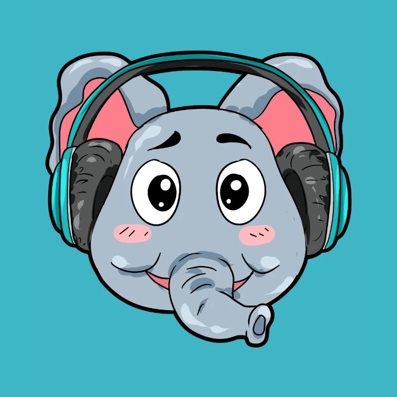 Elefant mit Kopfhörer