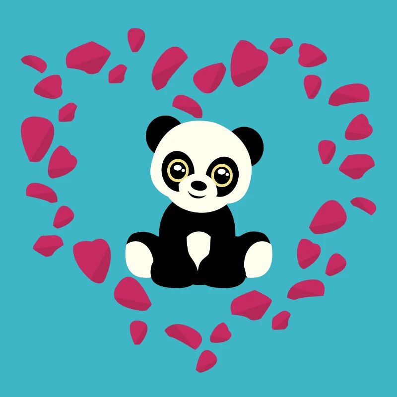 Panda mit Blütenherz