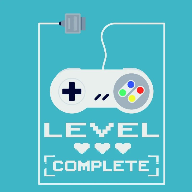 Super NES Controller Level Completed Gaming Design