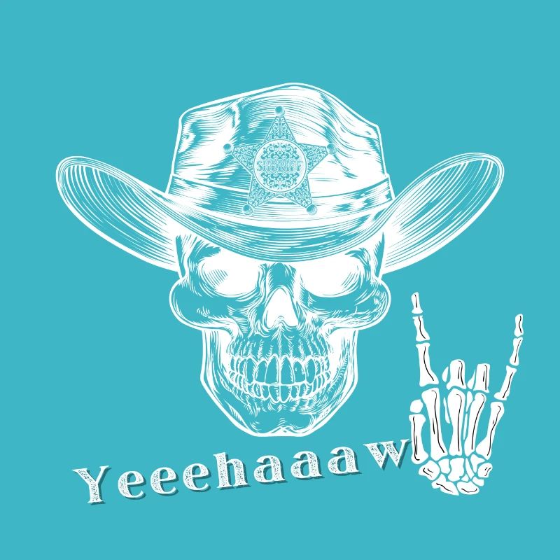 Crâne avec un chapeau de cowboy