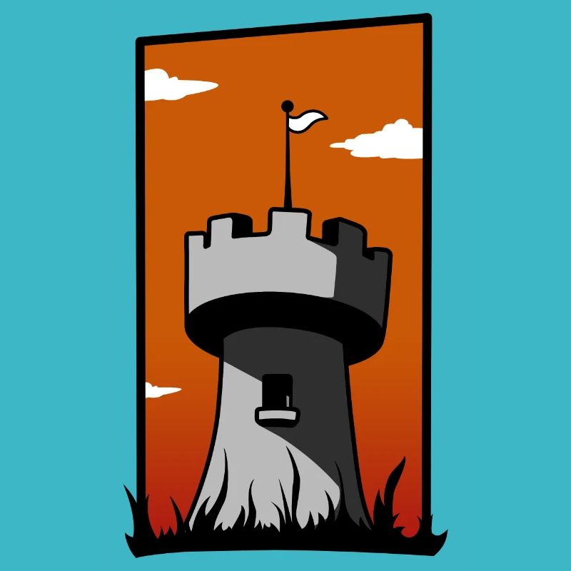 Medieval tower with sunset